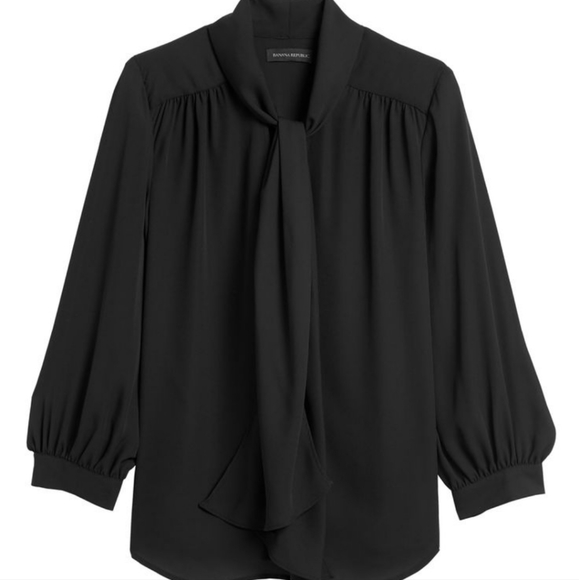 Banana Republic Tie Neck Houndstooth Print Blouse - Picture 12 of 12